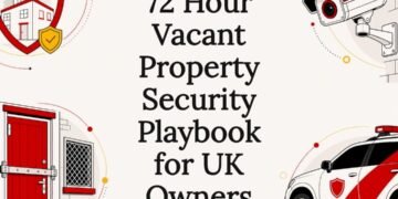 Vacant property security title card illustration
