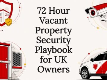 Vacant property security title card illustration