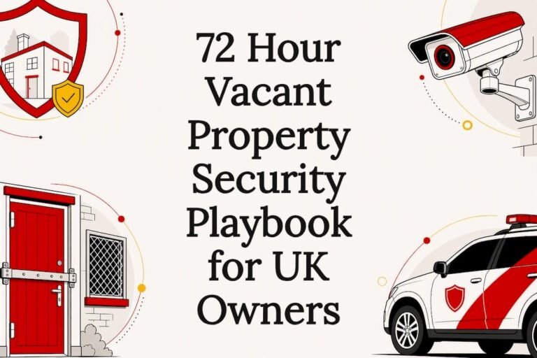 Vacant property security title card illustration
