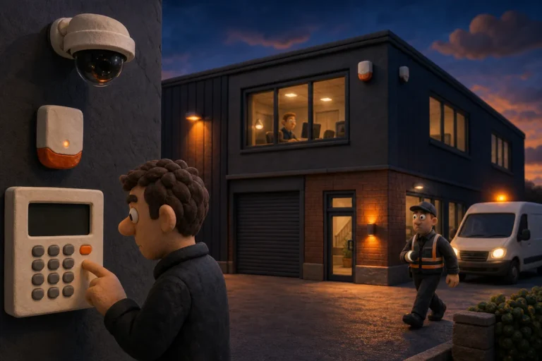 Business alarm systems and security patrol for a UK commercial property