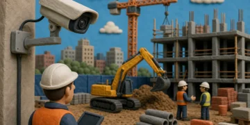 Editorial illustration illustrating Best Construction Site CCTV Options UK