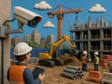 Editorial illustration illustrating Best Construction Site CCTV Options UK