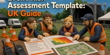 Event risk assessment template with hazard checklist and risk matrix