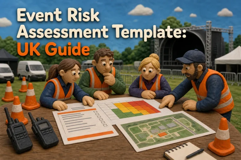 Event risk assessment template with hazard checklist and risk matrix