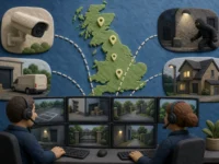 Editorial illustration illustrating Best Remote CCTV Monitoring Providers UK