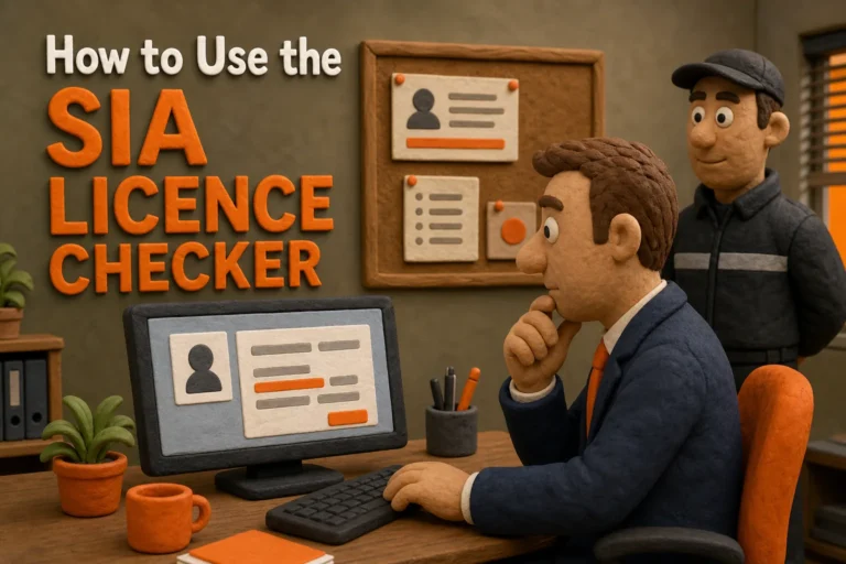 SIA licence checker search screen for verifying a UK security worker