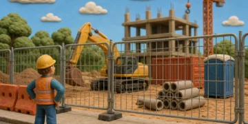 Editorial illustration illustrating Best Temporary Security Fencing Options
